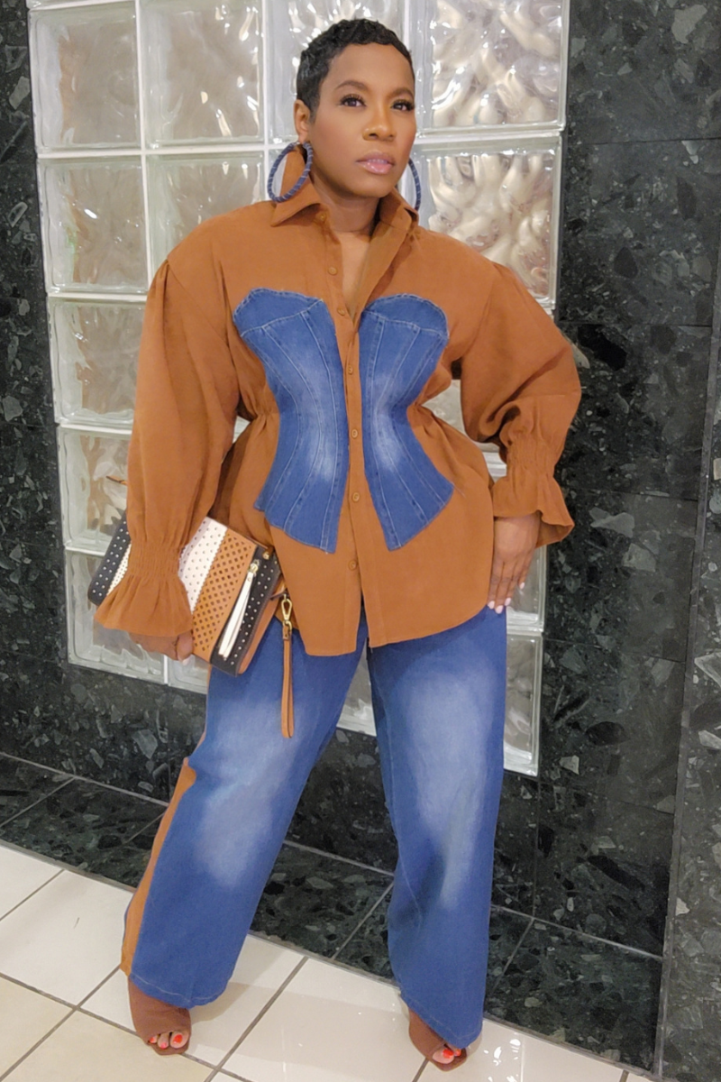 Mz. Carter Denim Set (Brown)