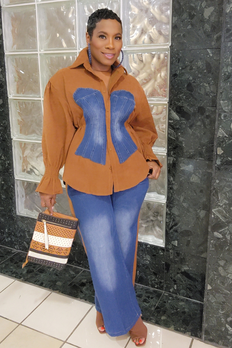 Mz. Carter Denim Set (Brown)