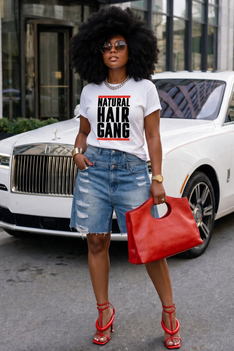 Natural Hair Gang T-shirt (Wht)