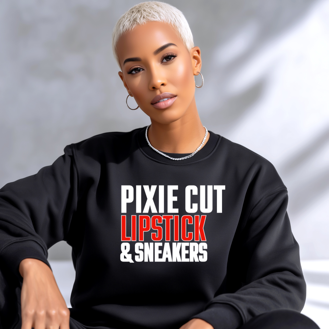 Pixie, Lipstick, & Sneakers Sweatshirt (Blk)