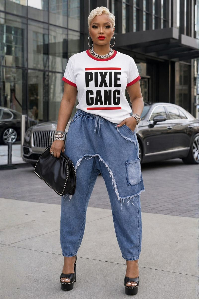 Pixie Gang Ringer Tee (red)