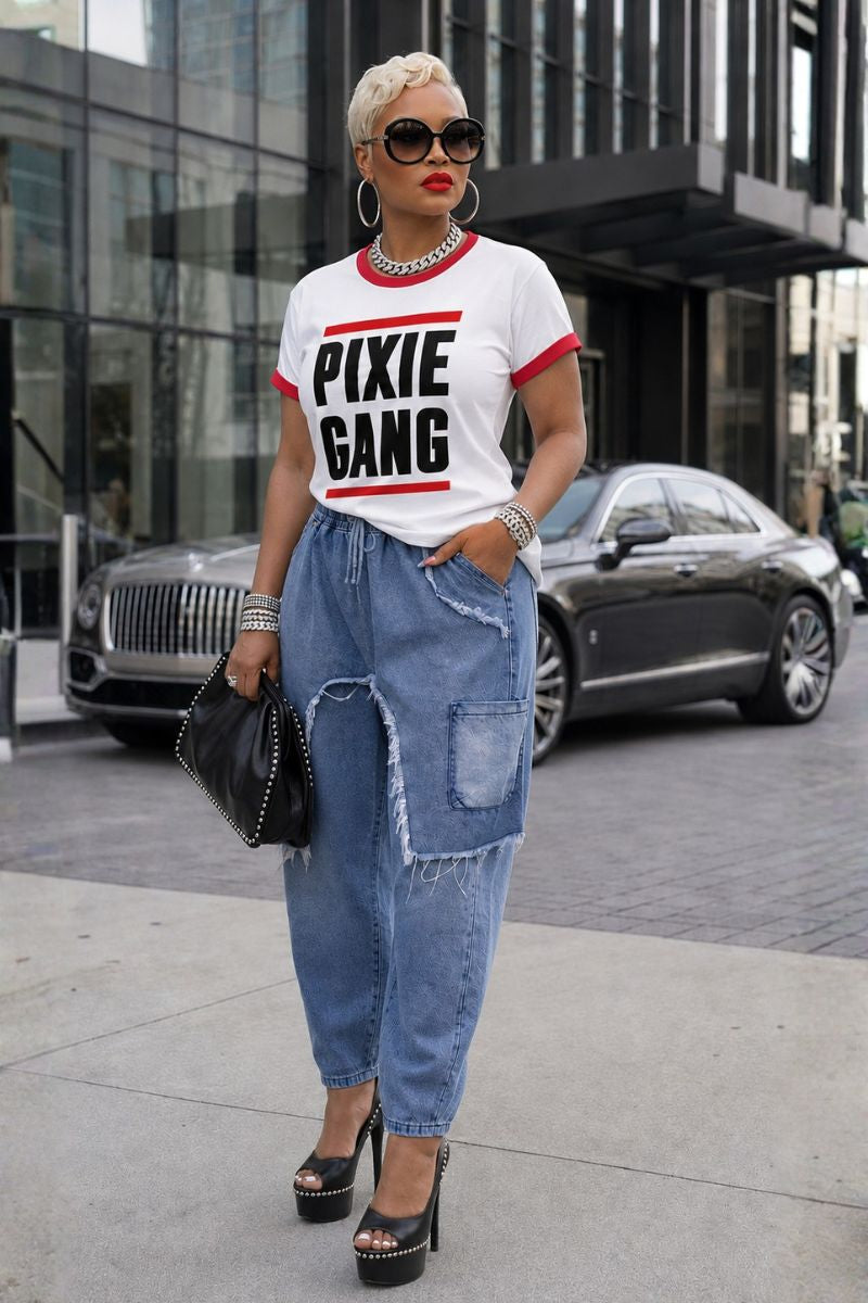 Pixie Gang Ringer Tee (red)