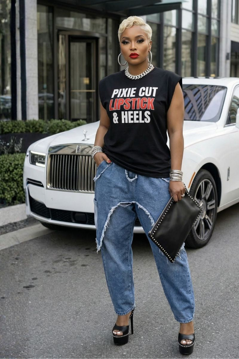 Pixie Cut, Lipsitck, & Heels Tshirt