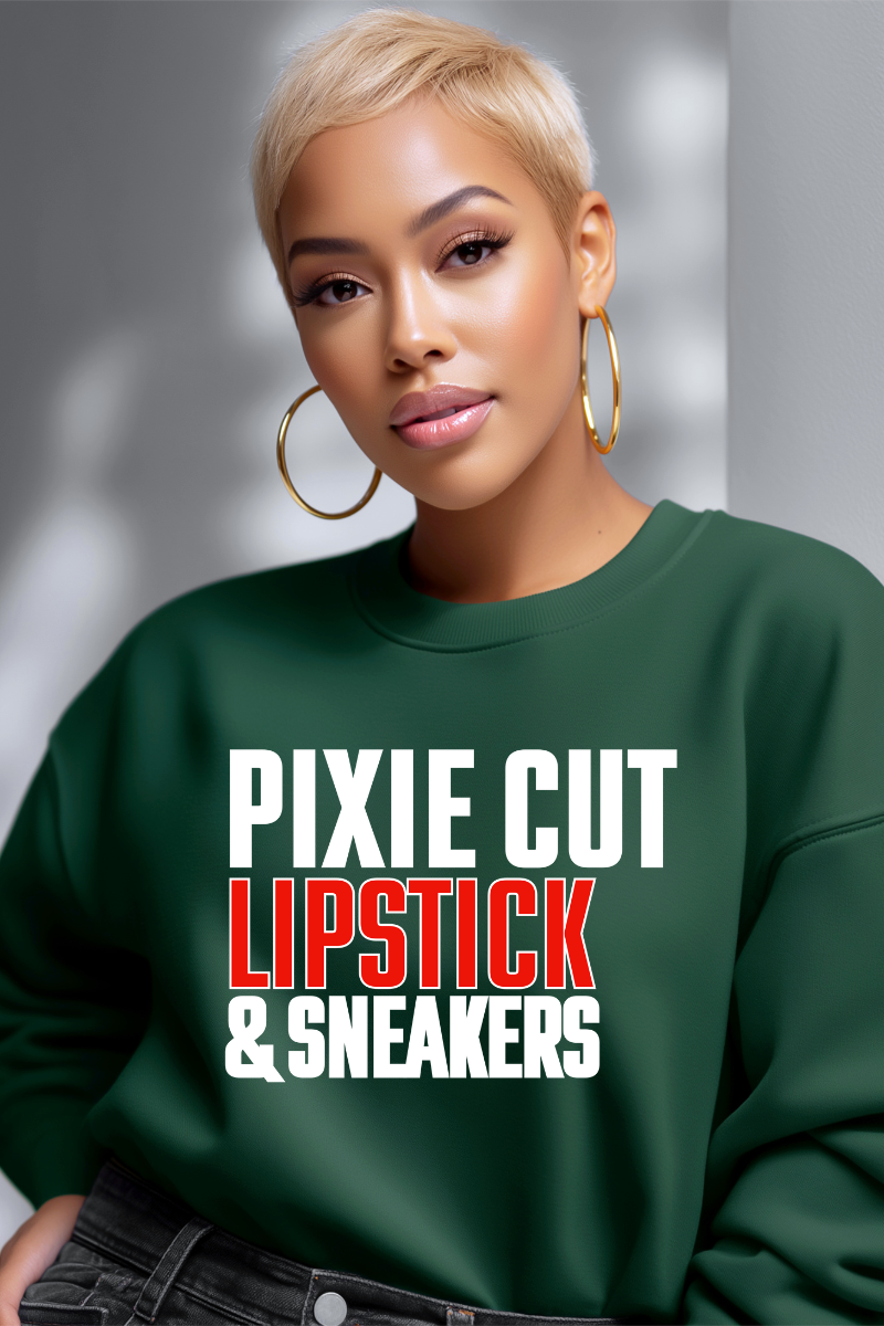 Pixie, Lipstick, & Sneakers Sweatshirt (Green)