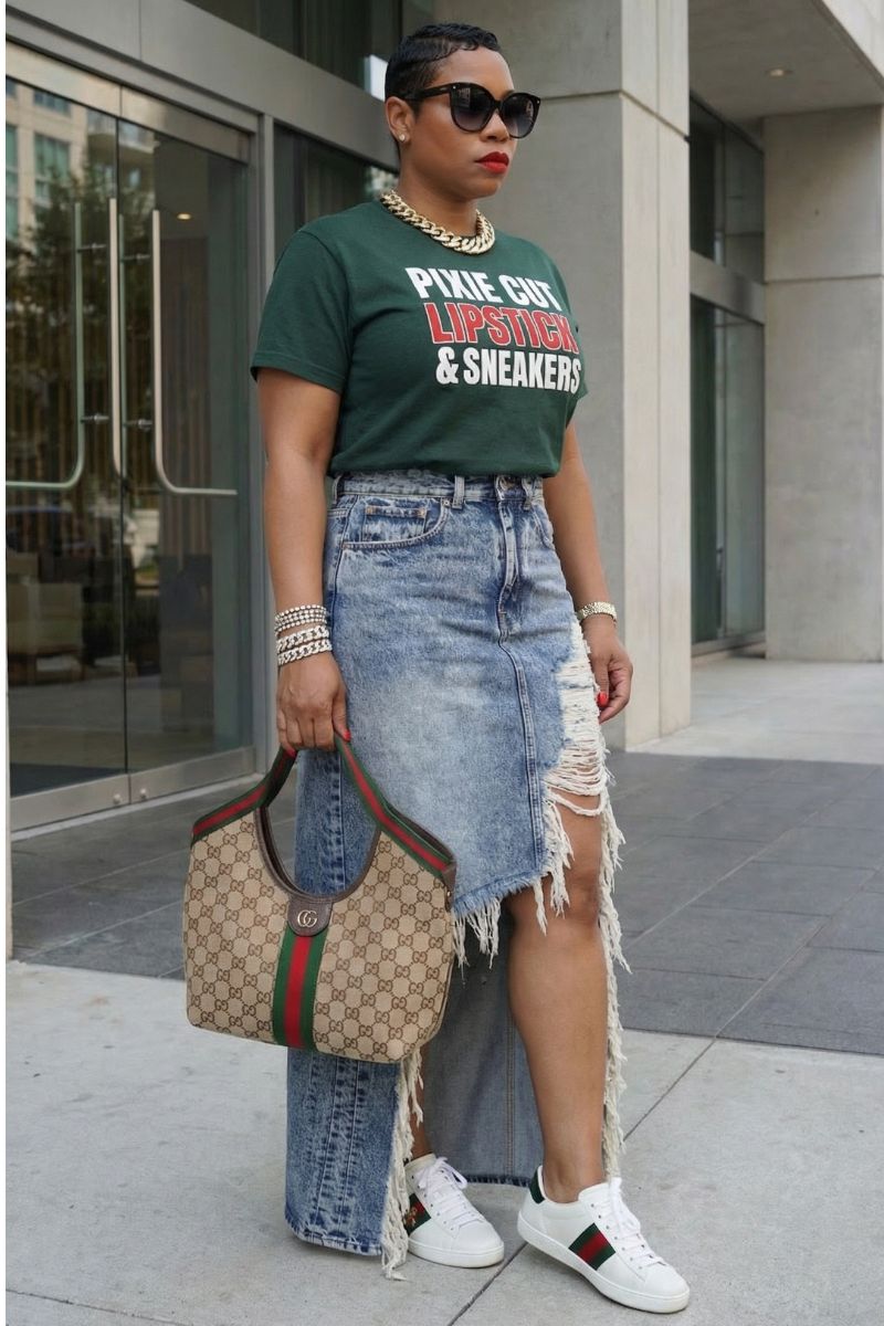 Pixie Cut, Lipsitck, & Sneakers Tshirt