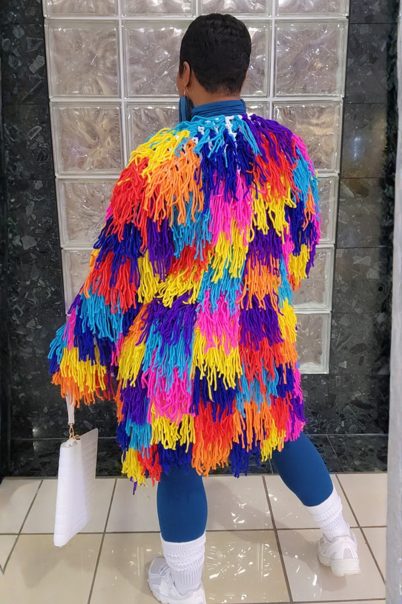 Shaggy Tassel Cardigan (Pink)