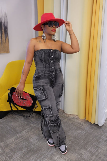 "Aliyah" Cargo Jumpsuit (blk)