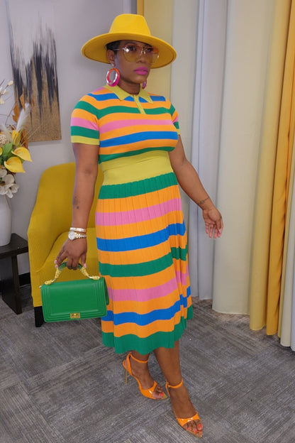 Kenni Striped Skirt Set