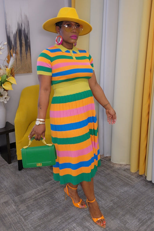Kenni Striped Skirt Set