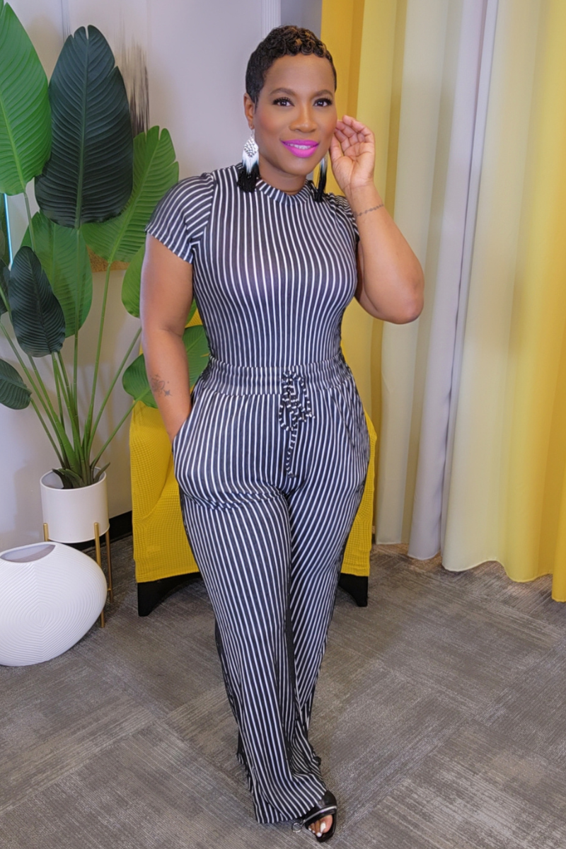 Latoya Striped Set- Blk