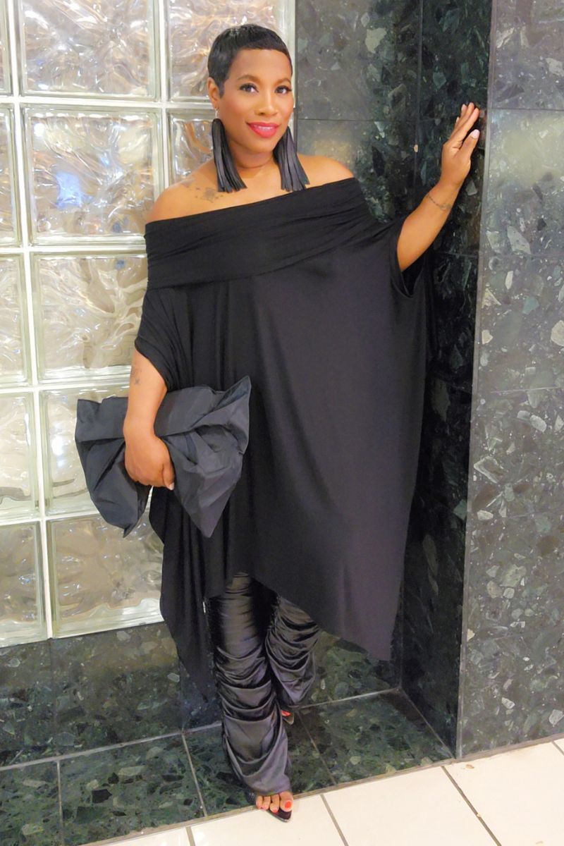 Eva Poncho Dress(blk)