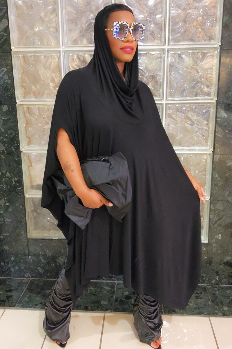 Eva Poncho Dress(blk)