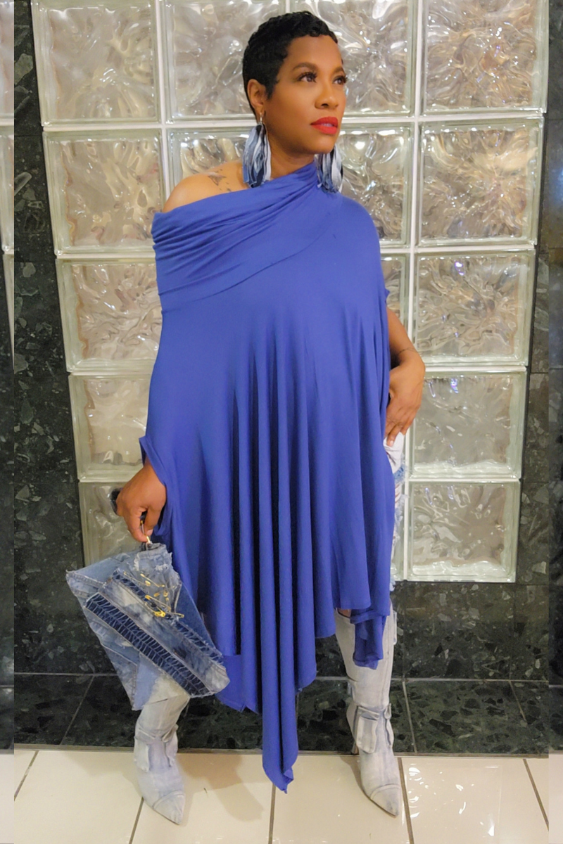 Eva Poncho Dress(blue)
