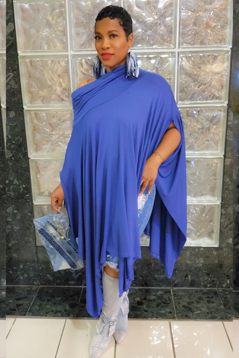 Eva Poncho Dress(blue)