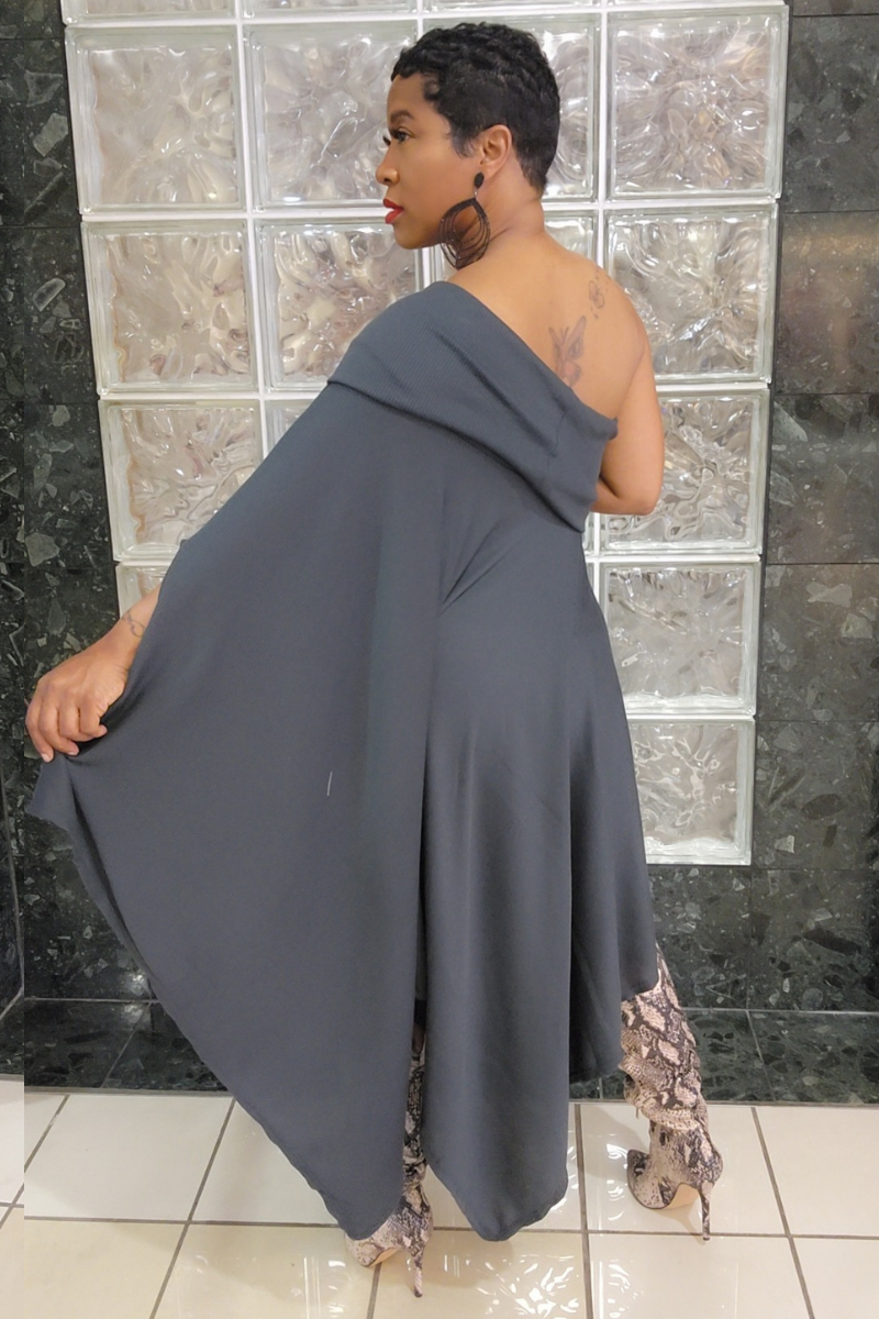 Eva Poncho Dress(dk. gray)