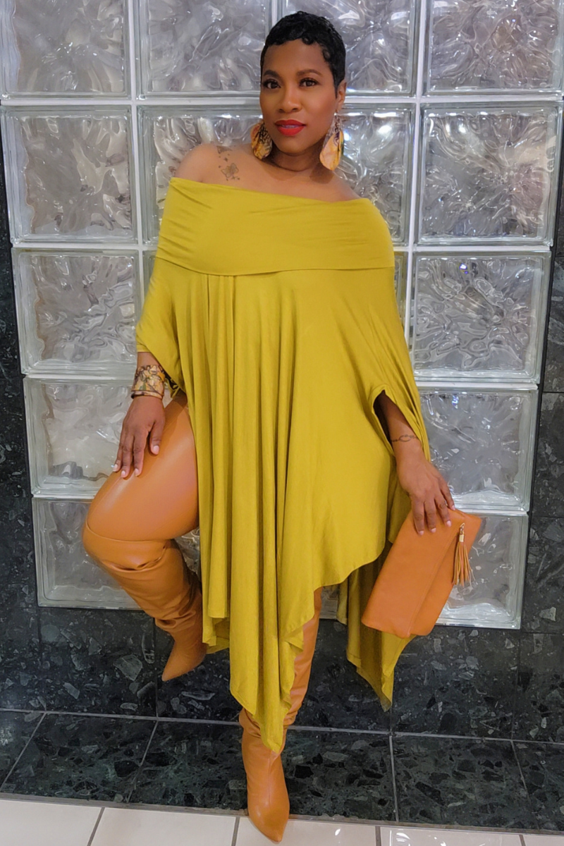 Eva Poncho Dress(chartruese)