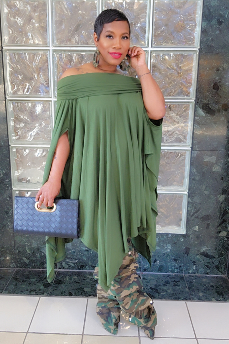 Eva Poncho Dress(olive)