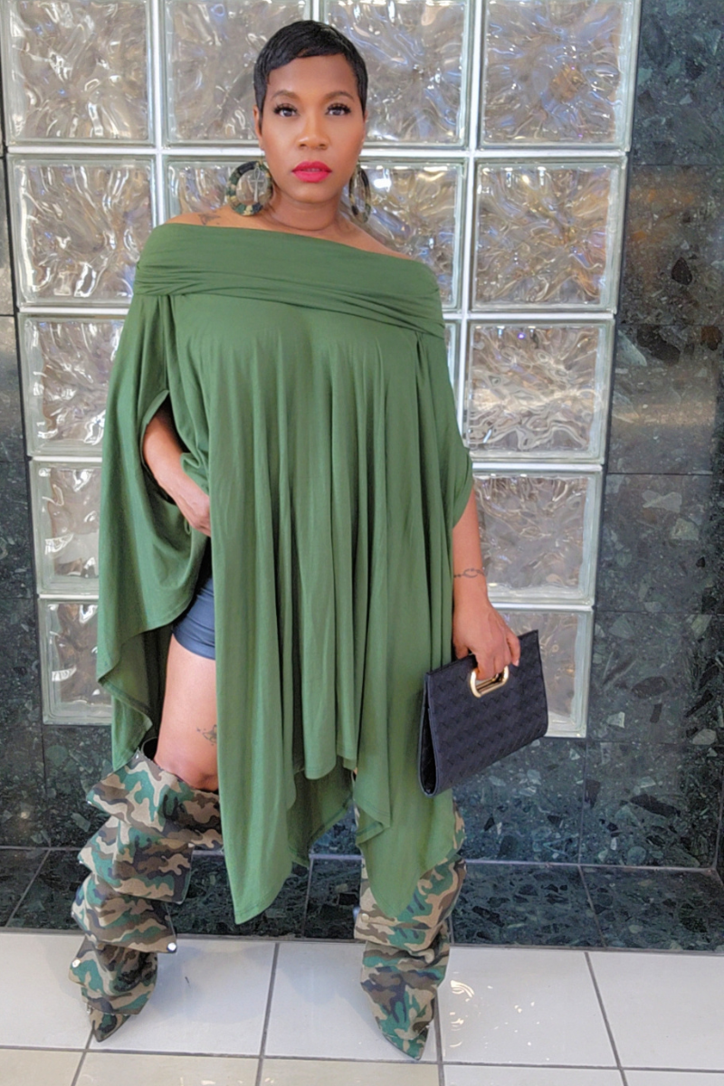 Eva Poncho Dress(olive)