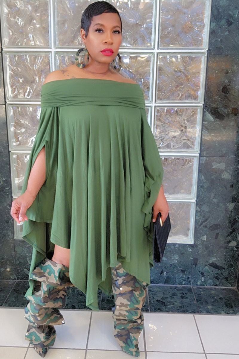 Eva Poncho Dress(olive)