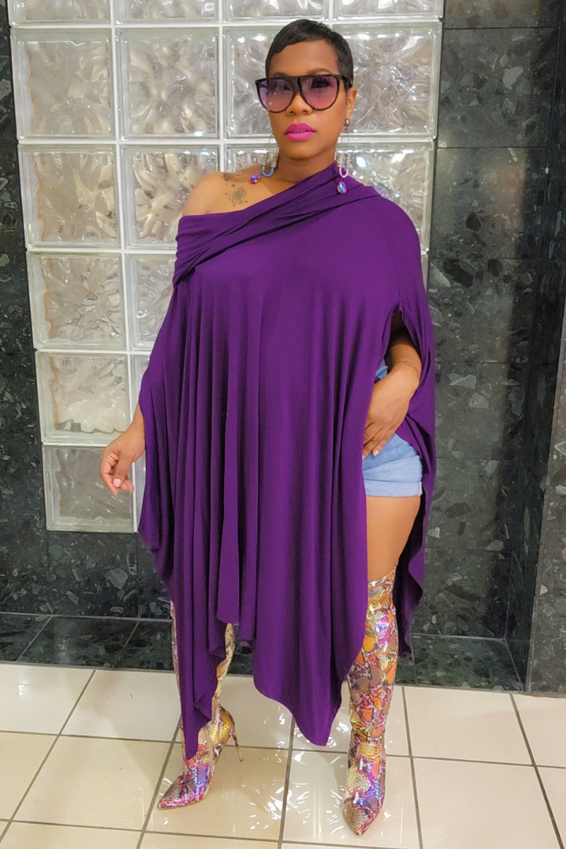 Eva Poncho Dress(purple)