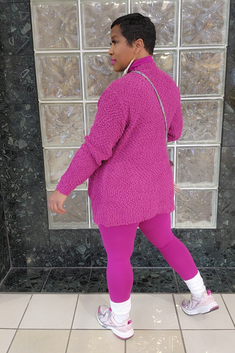 3pc Popcorn Cardigan Set-Plum